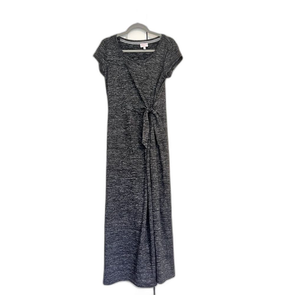 Talbots Maxi Tie Waist Dress - Heathered Black, Size M